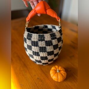 🧡 Clare V Top Knot Handle in Orange Neon Dayglo